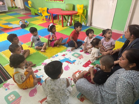 Children learning in a SaptRishi PreSchool classroom