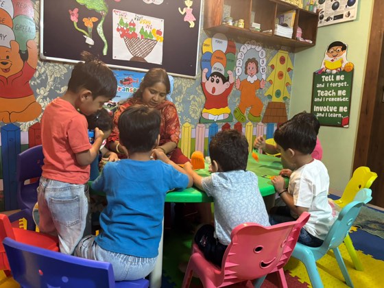 Children learning in a SaptRishi PreSchool classroom